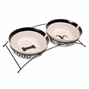 2 keramikk skåler i stativ - 2x600 ml