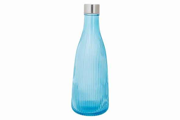 Vannflaske Med Lokk Glass 1l Blå H28cm