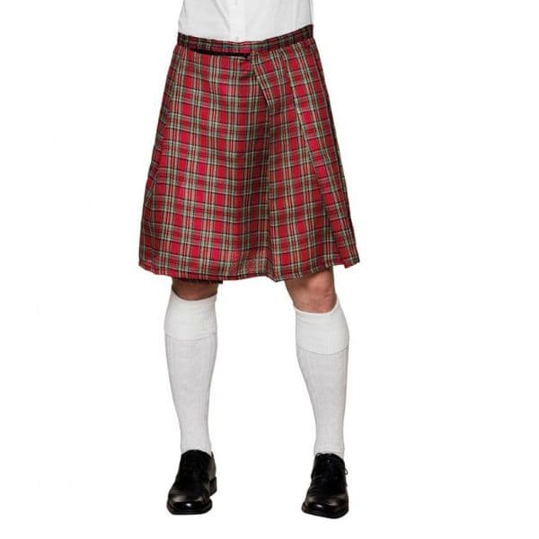 Kilt/skotsk Rødternet Nederdel - Onesize