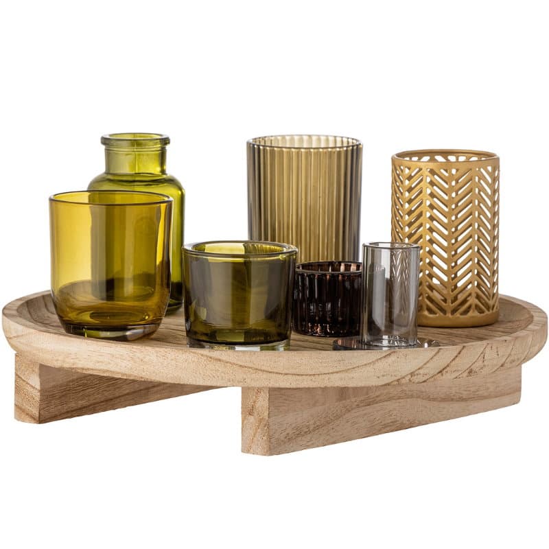 Sanga Bakke M/fyrfadsstage, Natur, Glass 8 Stk
