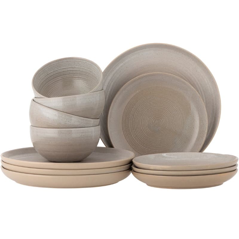 Taupe Bordservice Sett, Grå, Steintøy 4 x 3 Stk