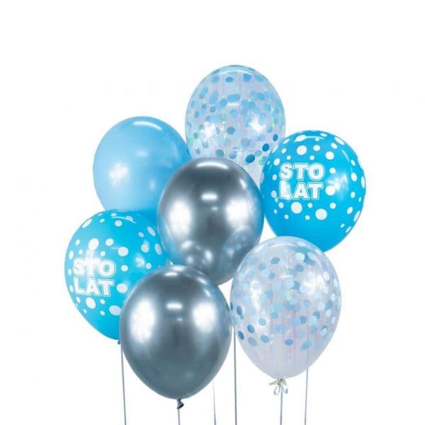 Ballongbukett B&C Sto Lat Sølv Og Blå 7 Stk.