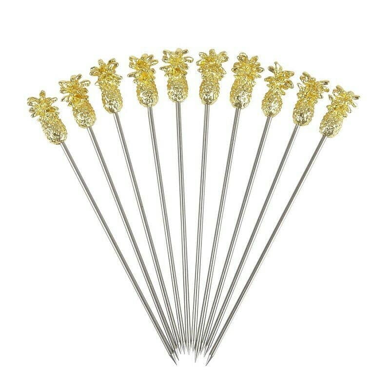 Ananas Garnish Drinkpinne Pk10 - Gull