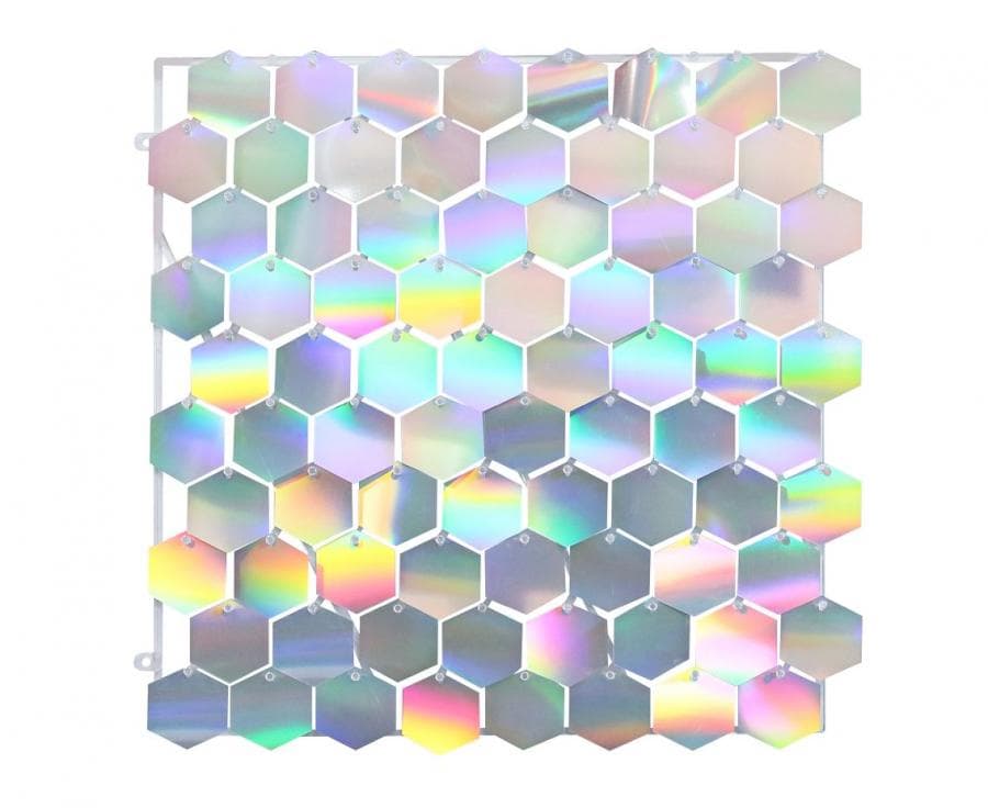 Dekorativ Iriserende Plate Gjennomsiktig Bakgrunn 30x30 Cm / 80 Sekskanter