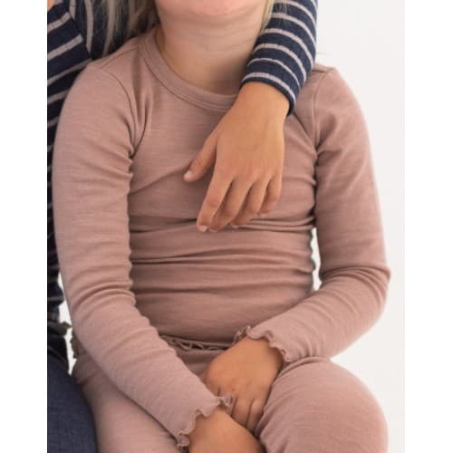 Langermet T-skjorte I 100% Merinoull, Oeko-tex® 98/104 Soft Rose