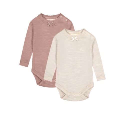 Body Med Knapper I 100 % Merinoull, Oeko-tex®, 2-pak 56 Nature - Soft Rose Melange