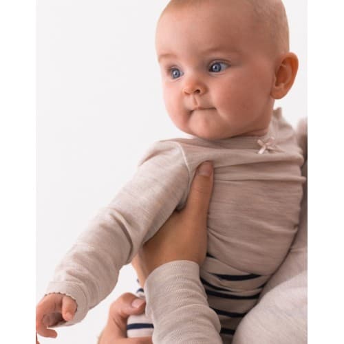 Body Med Knapper I 100 % Merinoull, Oeko-tex® 92 Nature Melange