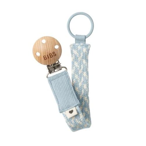 Bibs Paci Braid, Smokkesnor, Baby Blue / Ivory