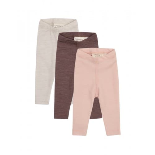 Leggins I 100% Merinoull Til Baby Og Barn, 3-pak Rose Melange 74