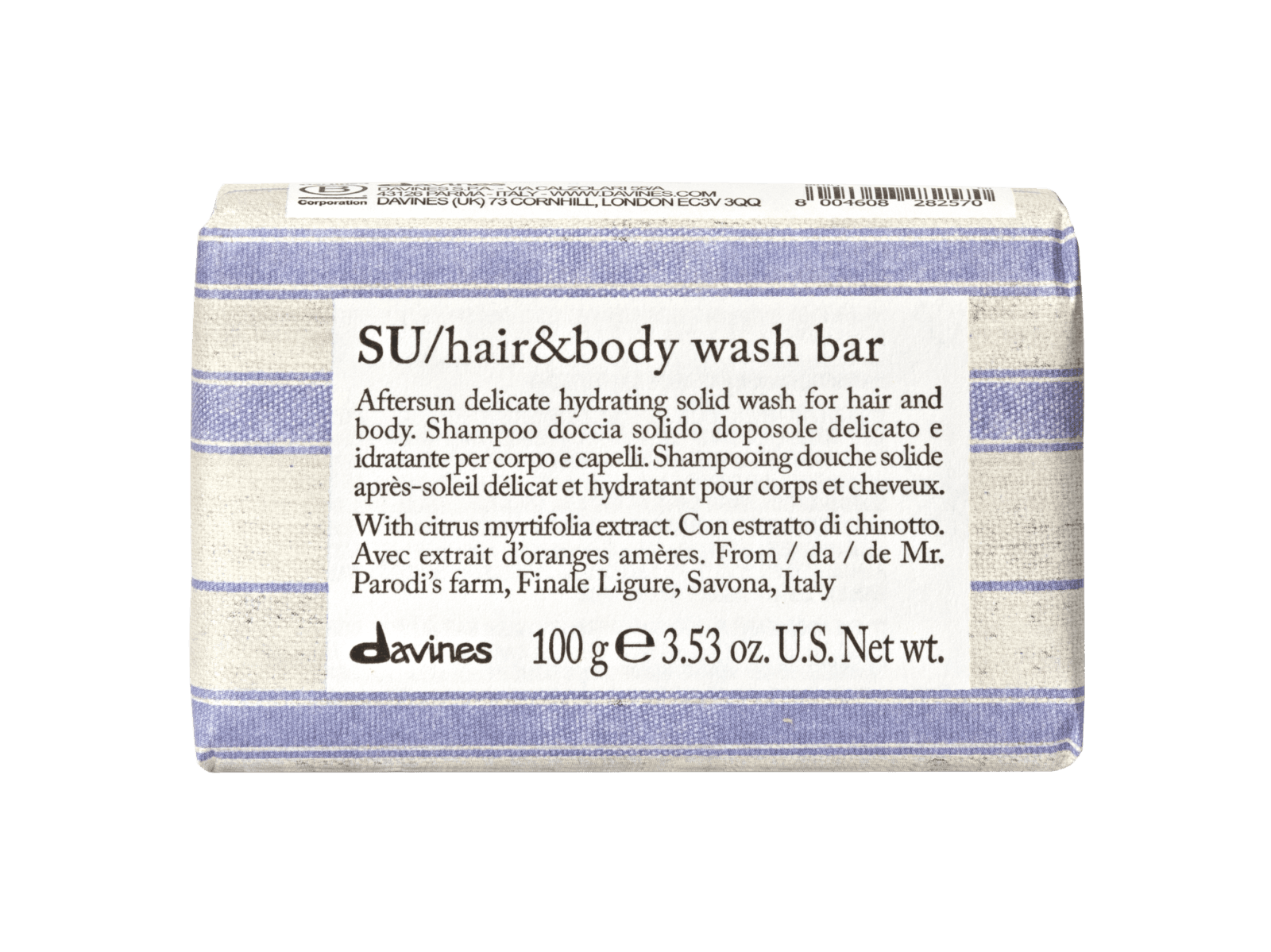 Davines SU Hair & Body Wash Bar 100g