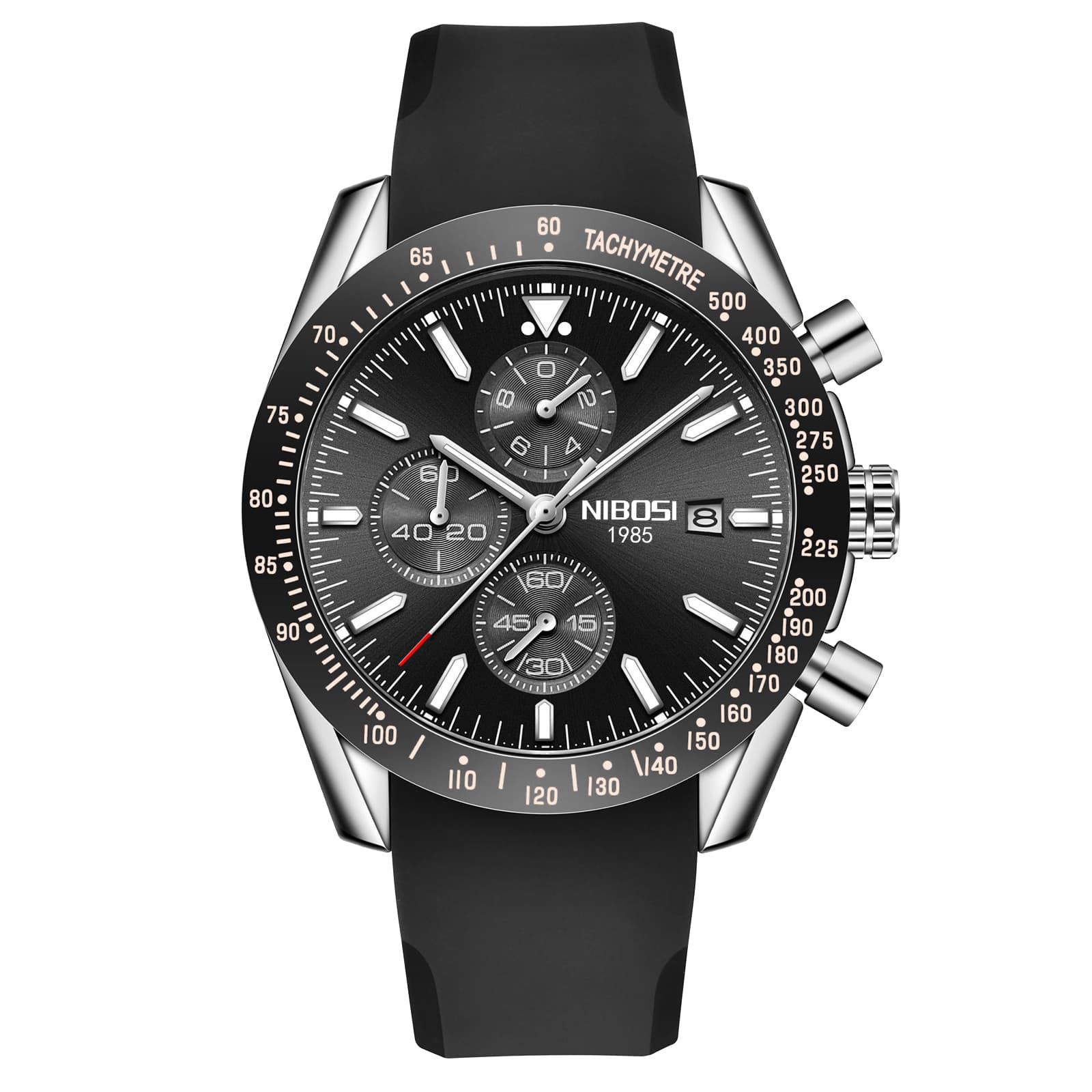 Nibosi Trackmaster Silver Black Rubber