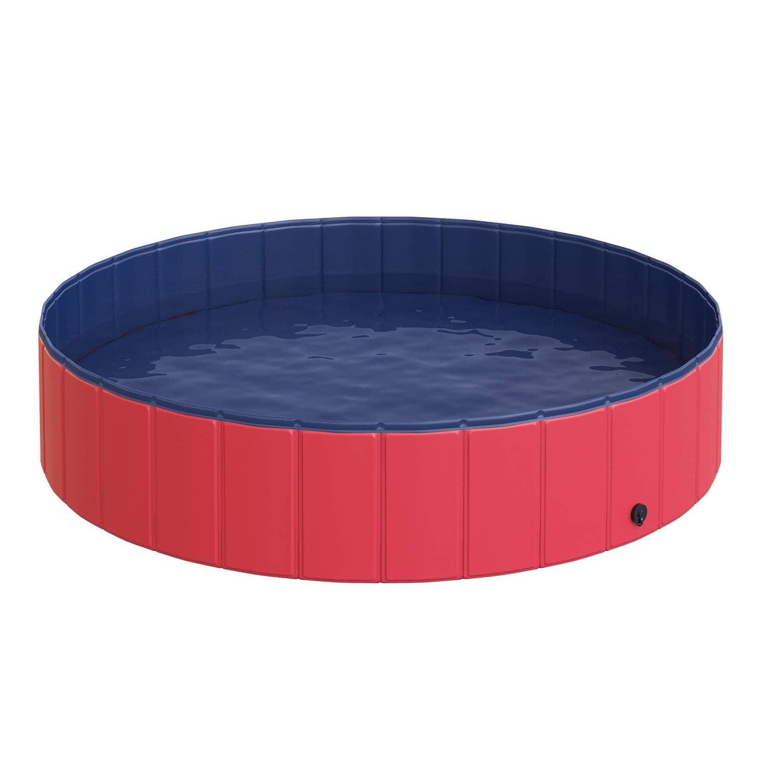 Stort Hundebasseng i Rød PVC & Tre, Ø140x30 cm