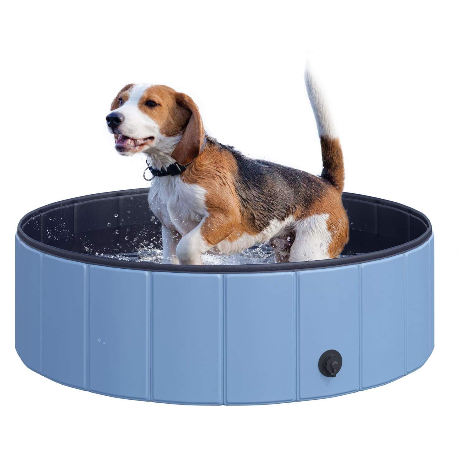 Hundebasseng i Blå PVC & Tre, Ø100x30 cm