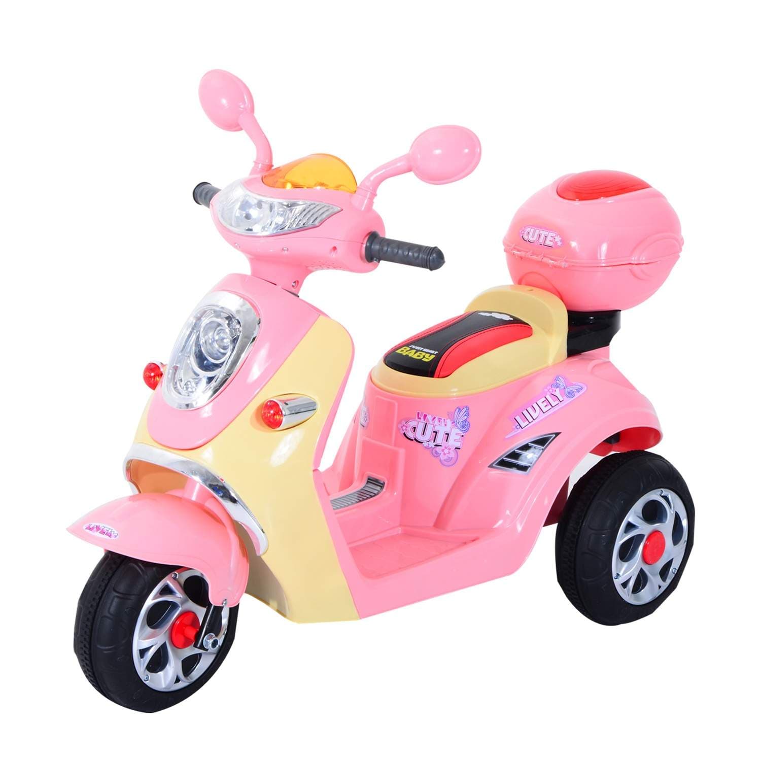 Rosa og gul elektrisk motorsykkel for barn 6V