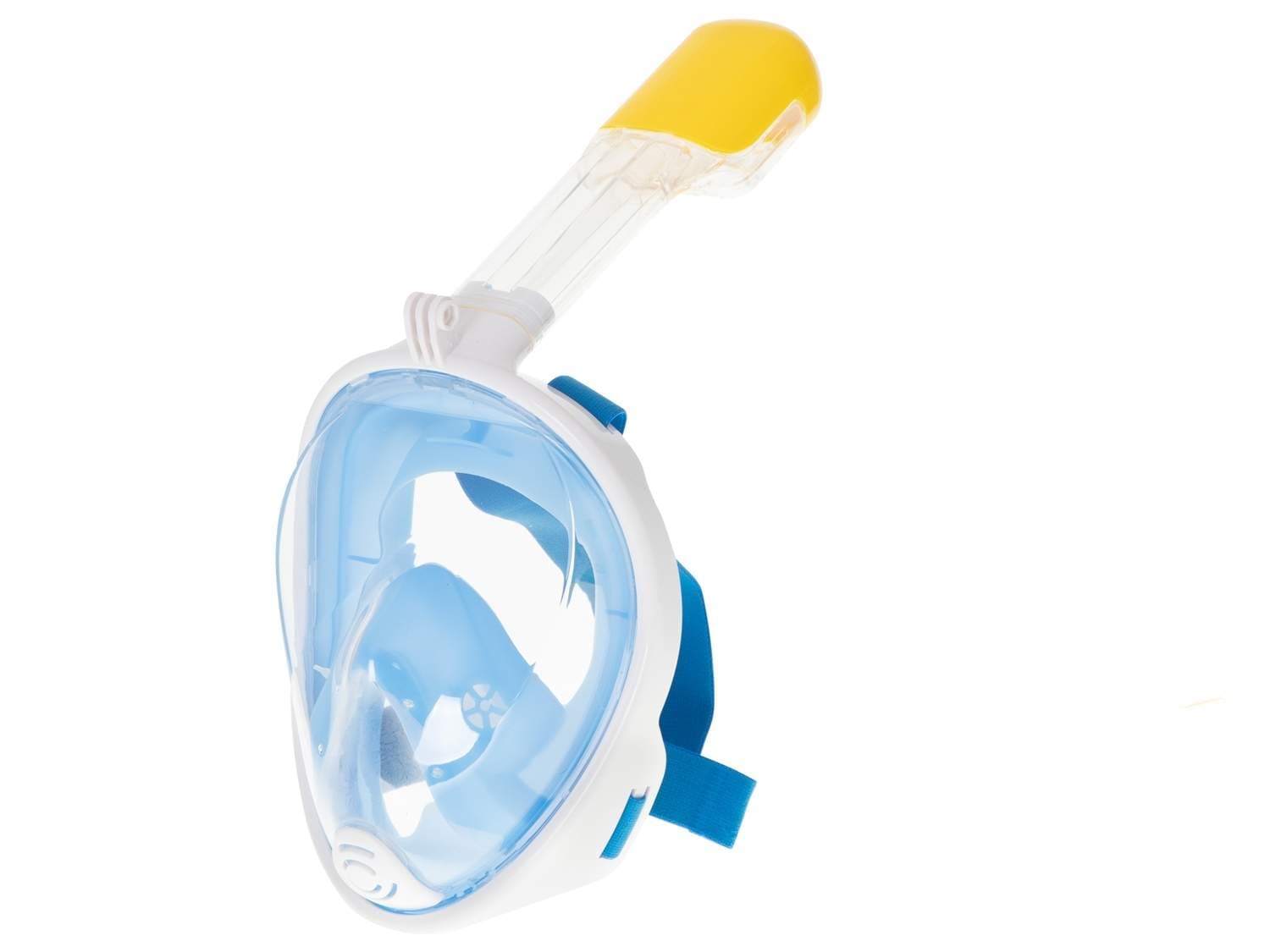 Blå snorkelmaske med tørrrør og nett, L/XL