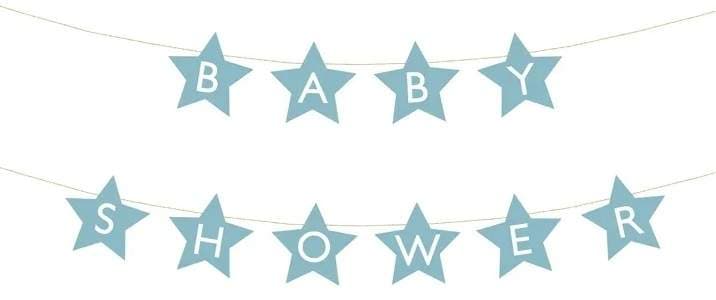 Stjerneformet Baby Shower Banner Lyseblå