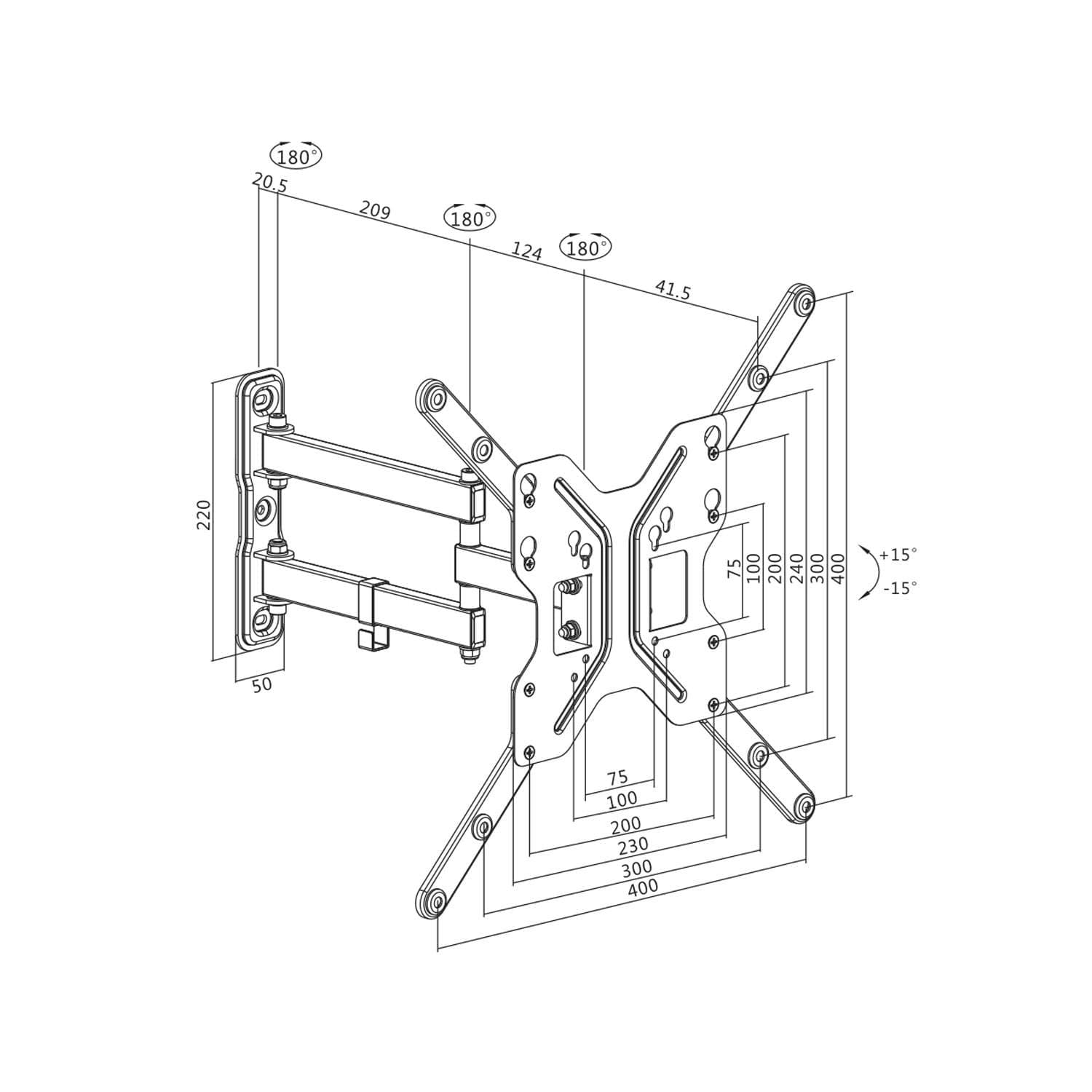 Veggmontert TV 23-55" Tilt/vinkelstang view 2