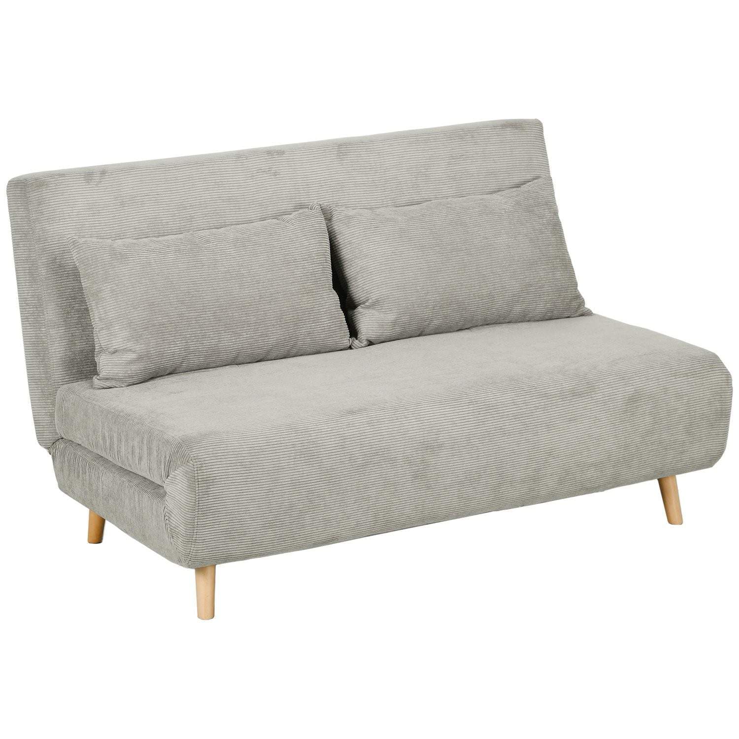 Grå sovesofa i fløyel med justerbar rygg
