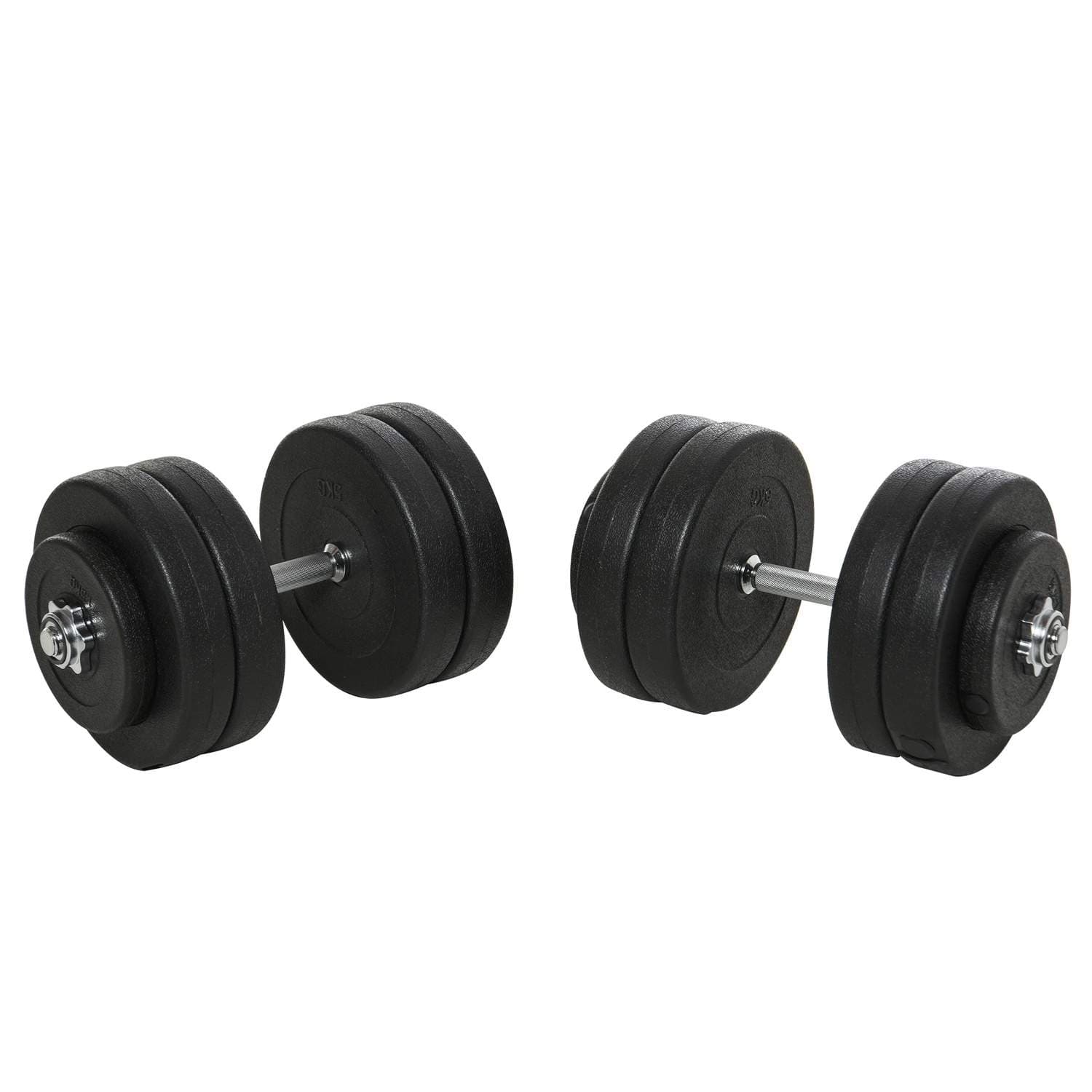 Svart stål manualsett 50 kg med vekter og lås