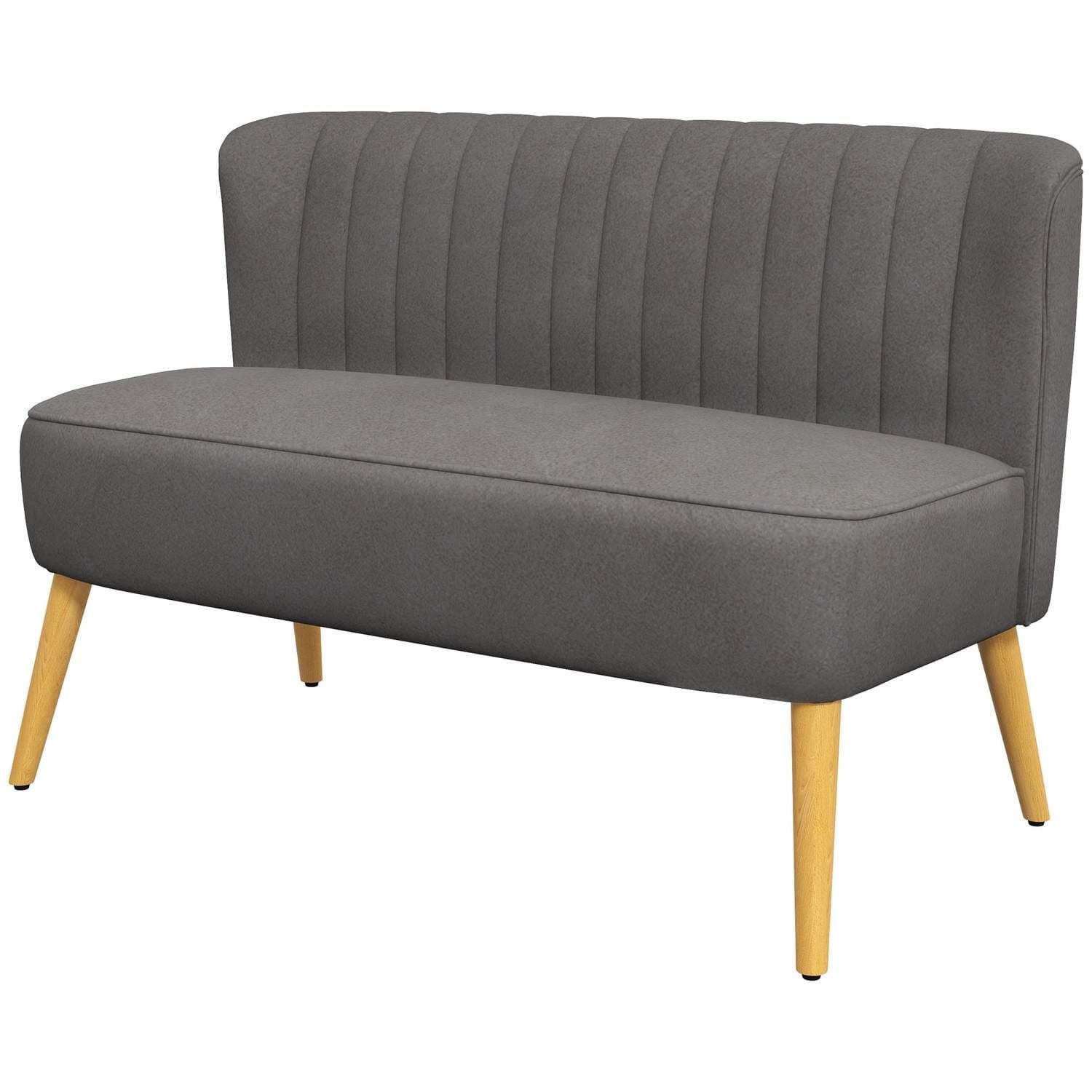 Mørkegrå 2-seters sofa i linlook med treben