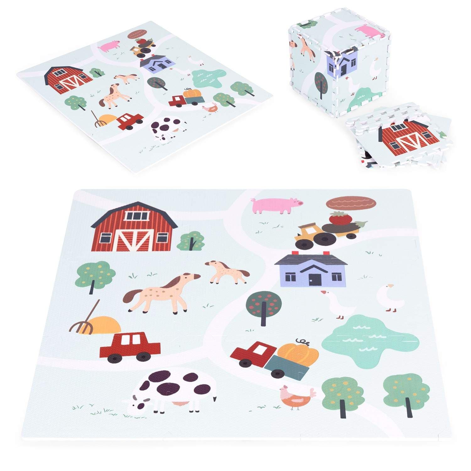 Stor EVA skummatte for barn 90,5x90,5 cm 21 stk