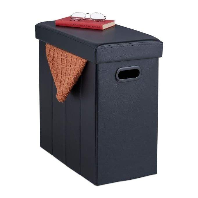 Ottoman i sort kunstskinn
