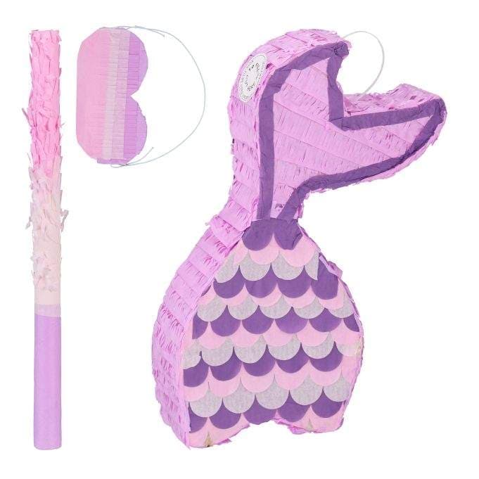 Havfrue pinata med slikkepinne og maske