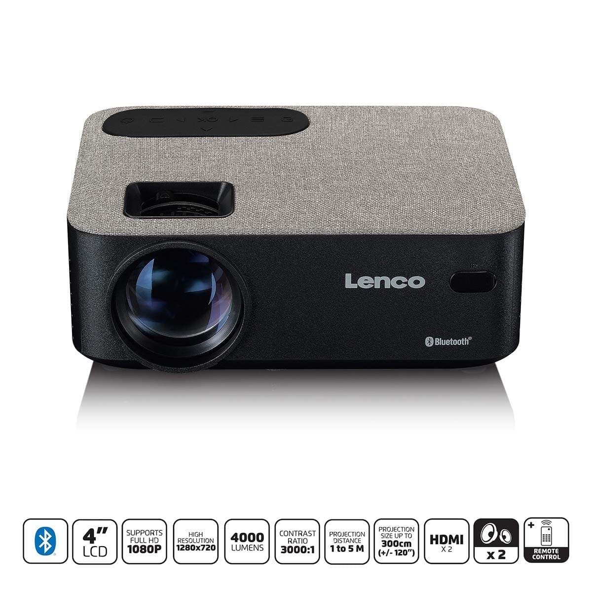 HD 720P LCD-projektor med Bluetooth grå