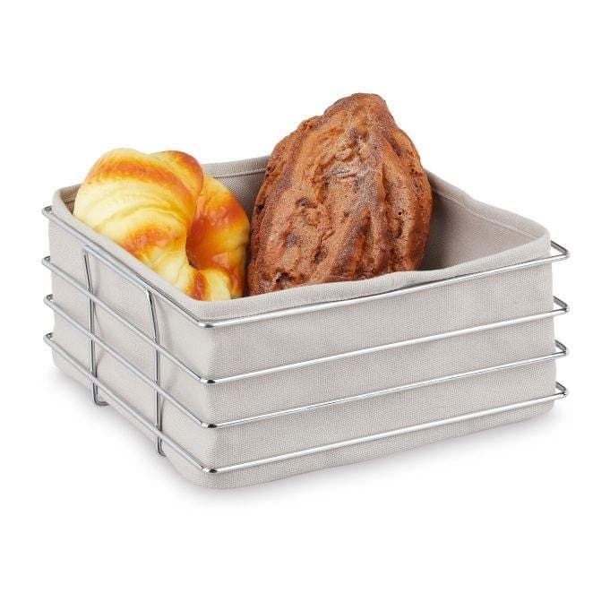 Brødkurv i metall med stofftrekk