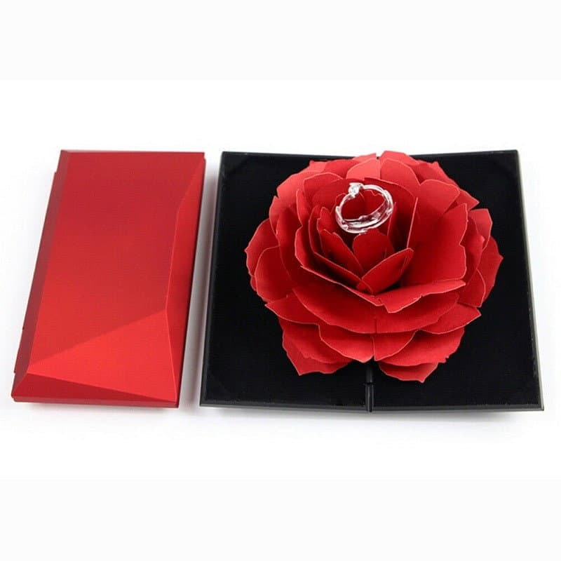 Ringeske med 3D-Rose i Papir - Rød view 2