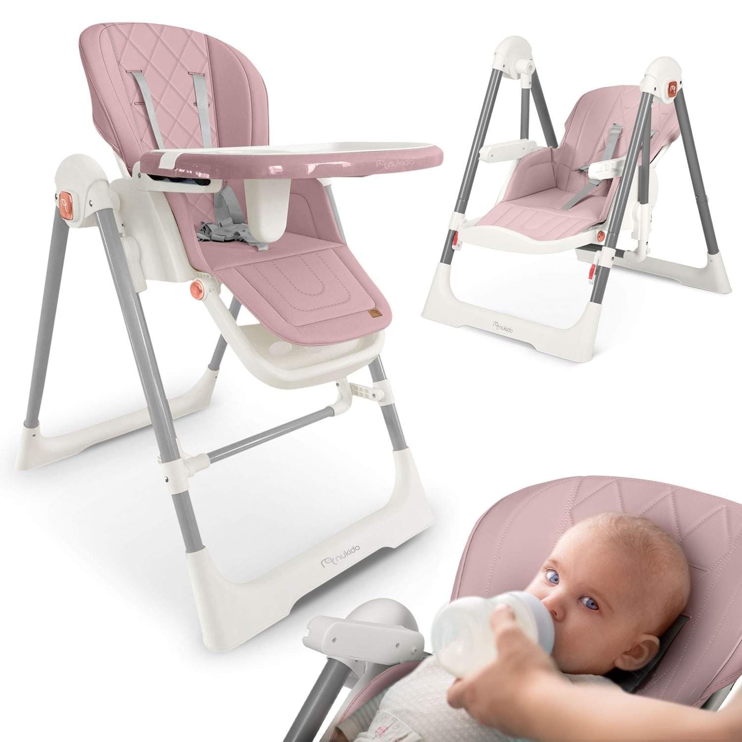 Nukido Elite fôringsstol, rosa