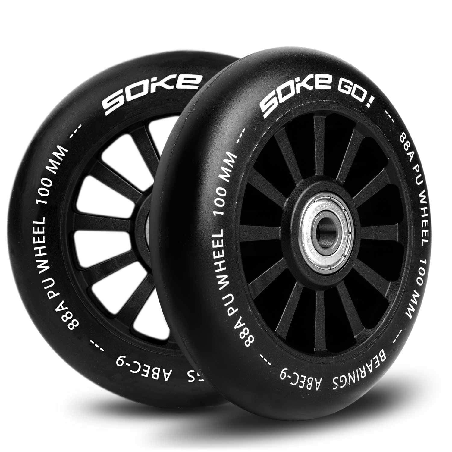 Sorte hjul til sparkesykkel 100 mm - 2 stk