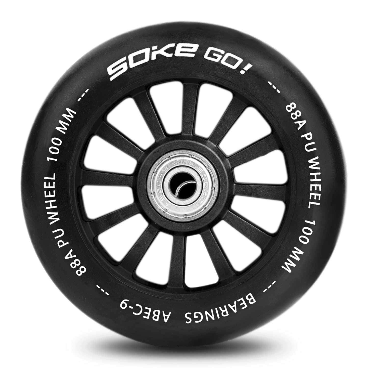 Sorte hjul til sparkesykkel 100 mm - 2 stk view 2