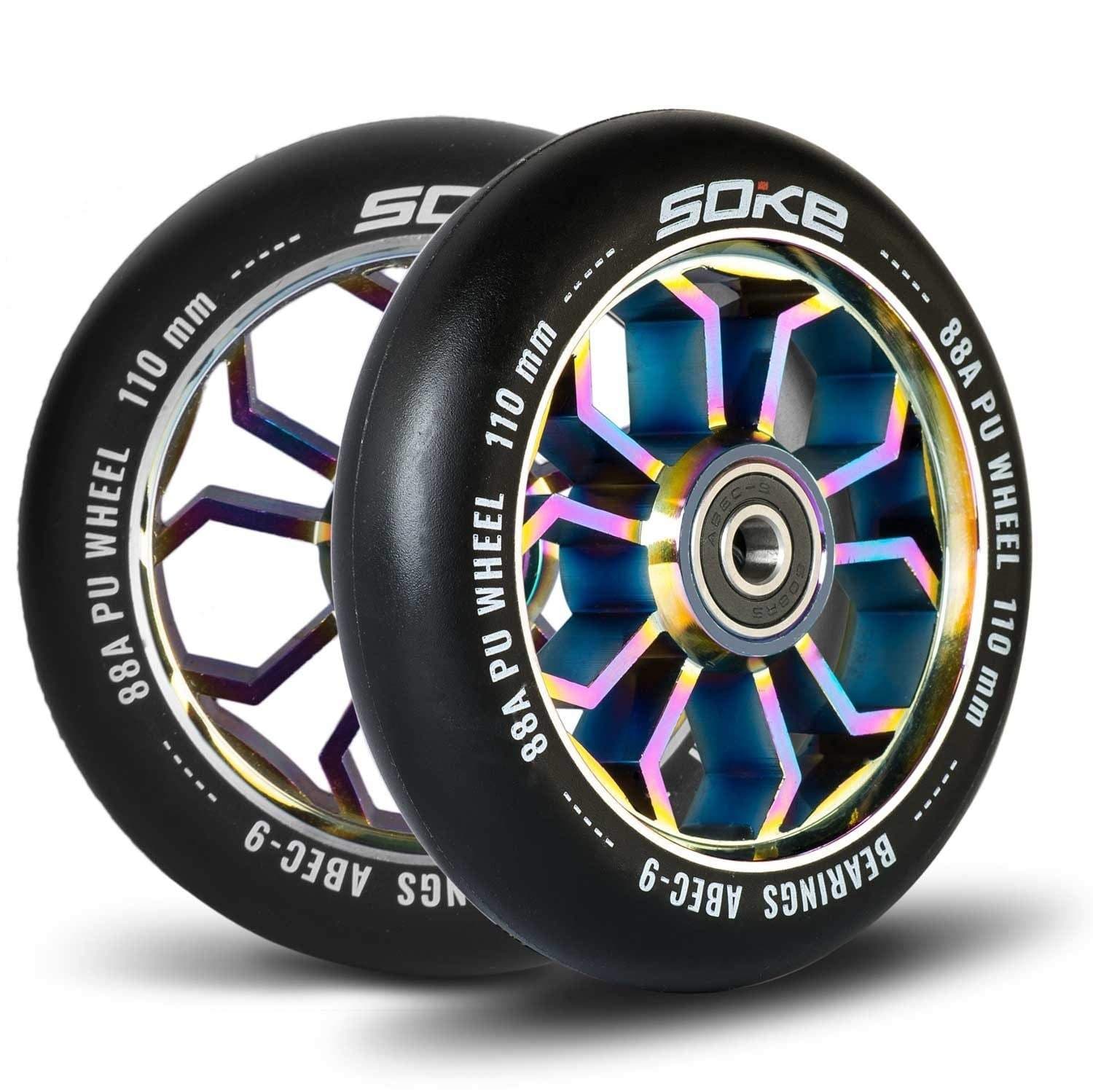Regnbuefargede hjul til scooter 110 mm, 2-pak