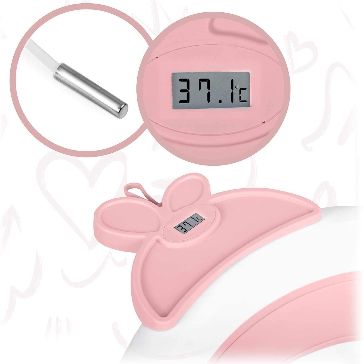 Babybadekar med termometer RK-282 hvit/rosa view 2
