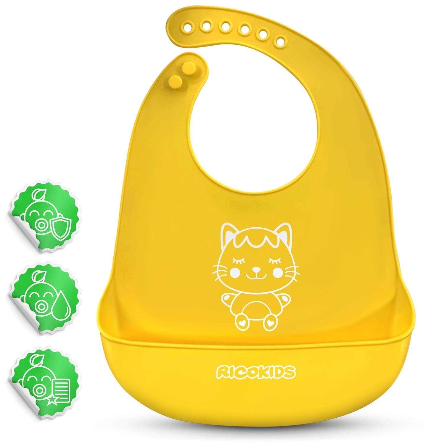 Silikonsmekke for fôring av Ricokids gul view 2