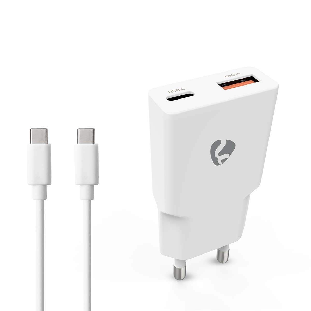 Dual Port GaN Vegglader – 30W USB-C & USB-A