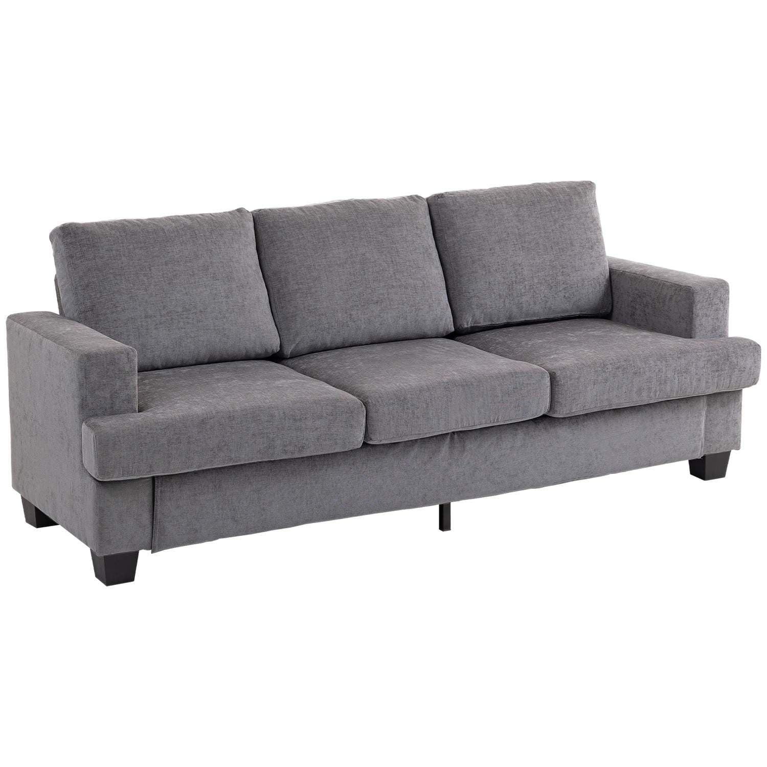 3-seters sofa, grått chenillestoff, stålramme