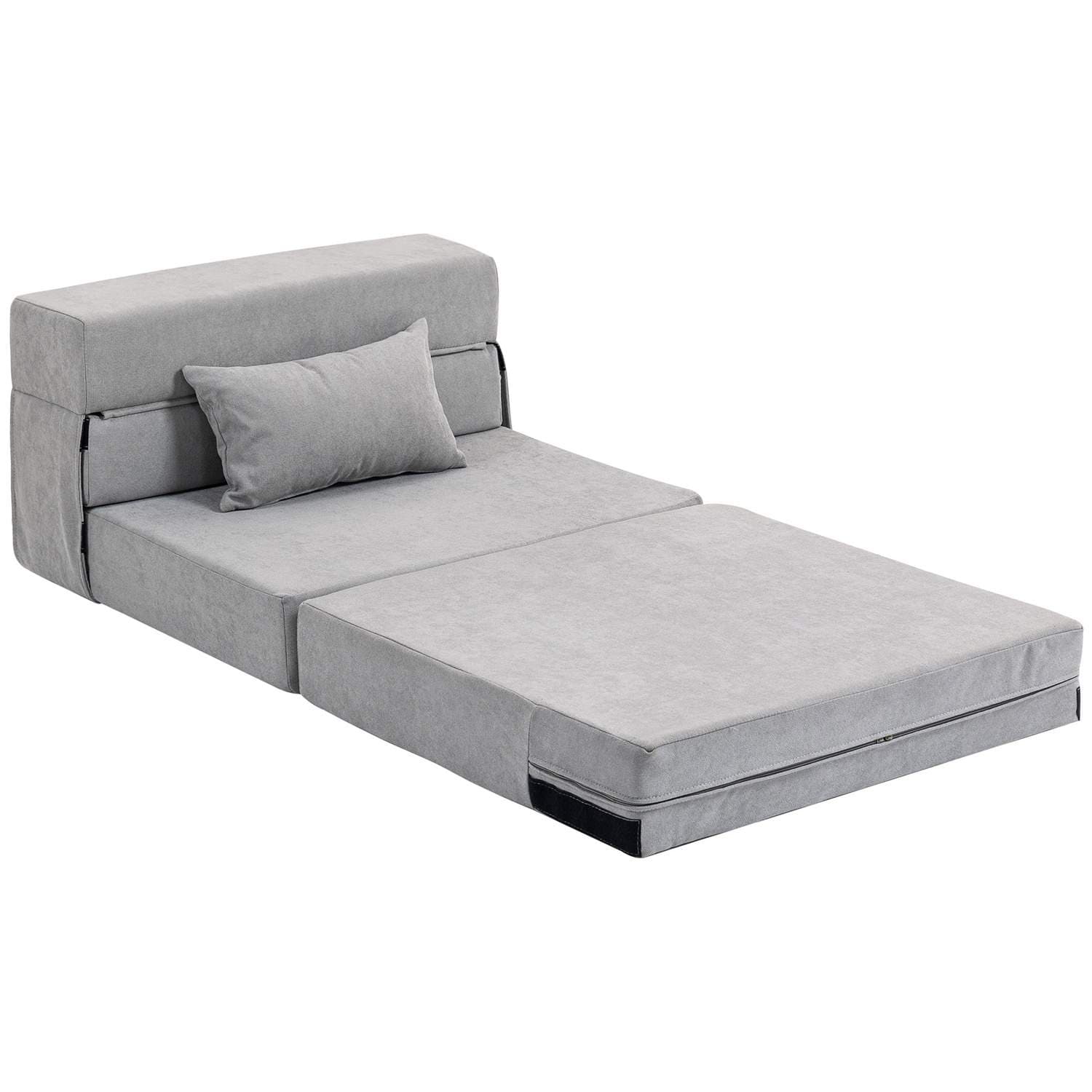 Cabriolet gulvsovesofa – flanell, skum, lys grå