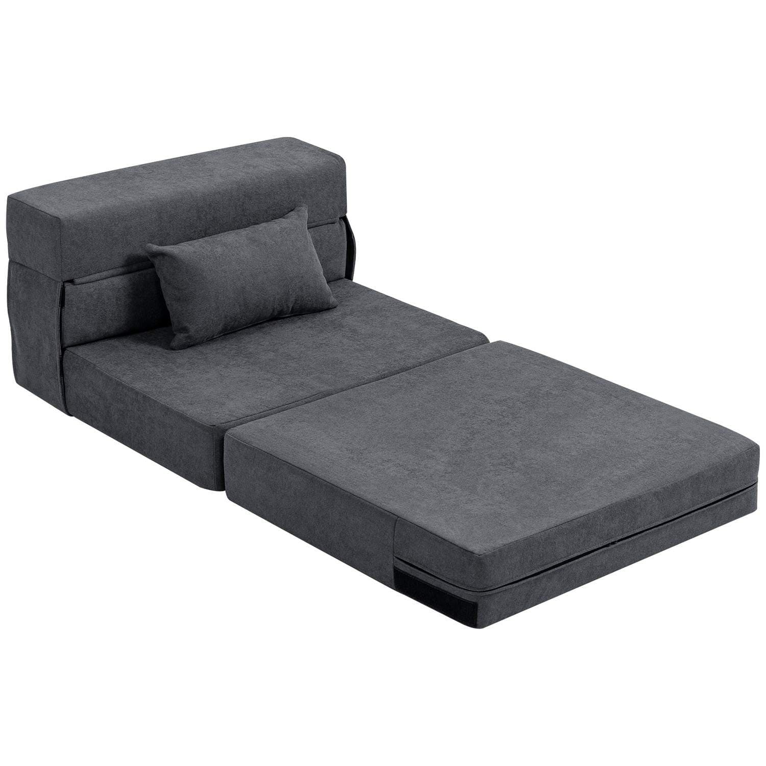 Konvertibel gulvsovesofa – mørkegrå, skum, flanell