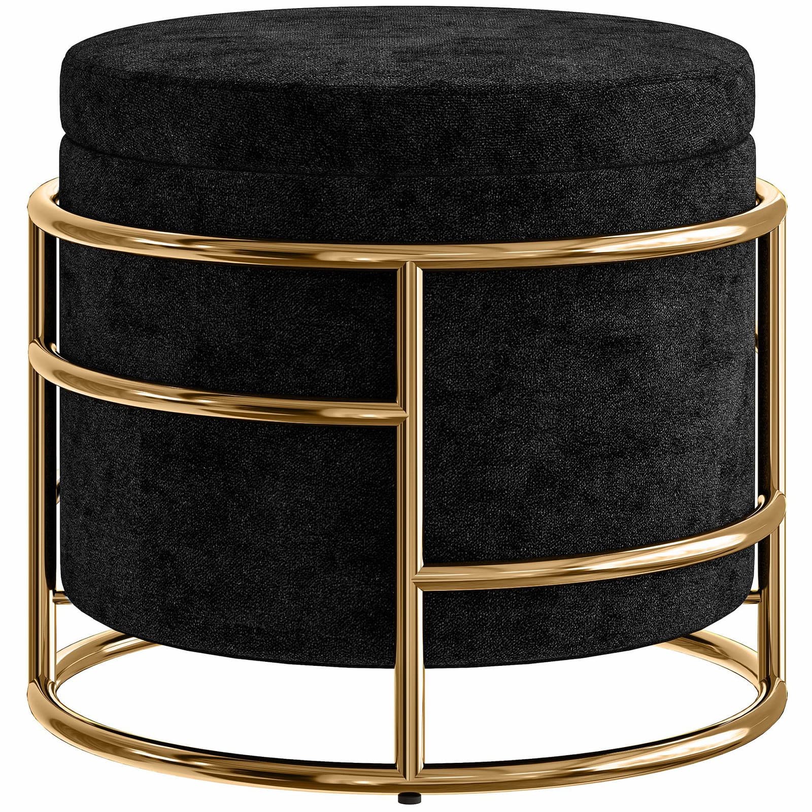 Black Velvet Storage Ottoman – 24L skjult rom