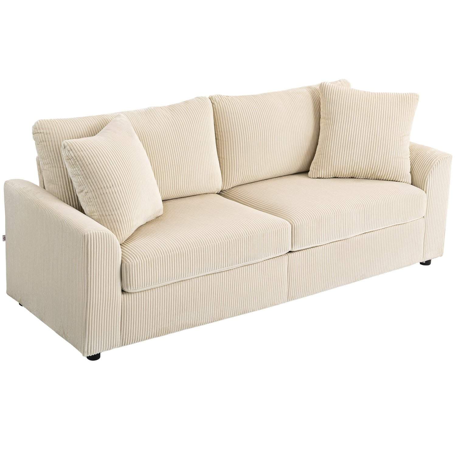 3-seters ledningsofa med puter – Kremhvit, 212 cm