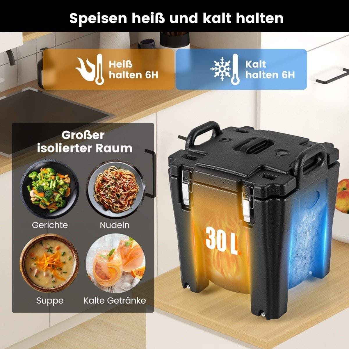 30L isolert matbærer med hjul – Holder varm/kald