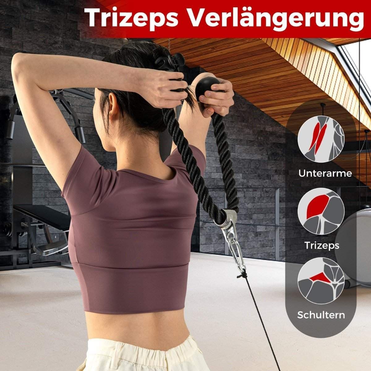 Tricep-kabelfestesett – V-Grip, D-Grip, Straight Bar