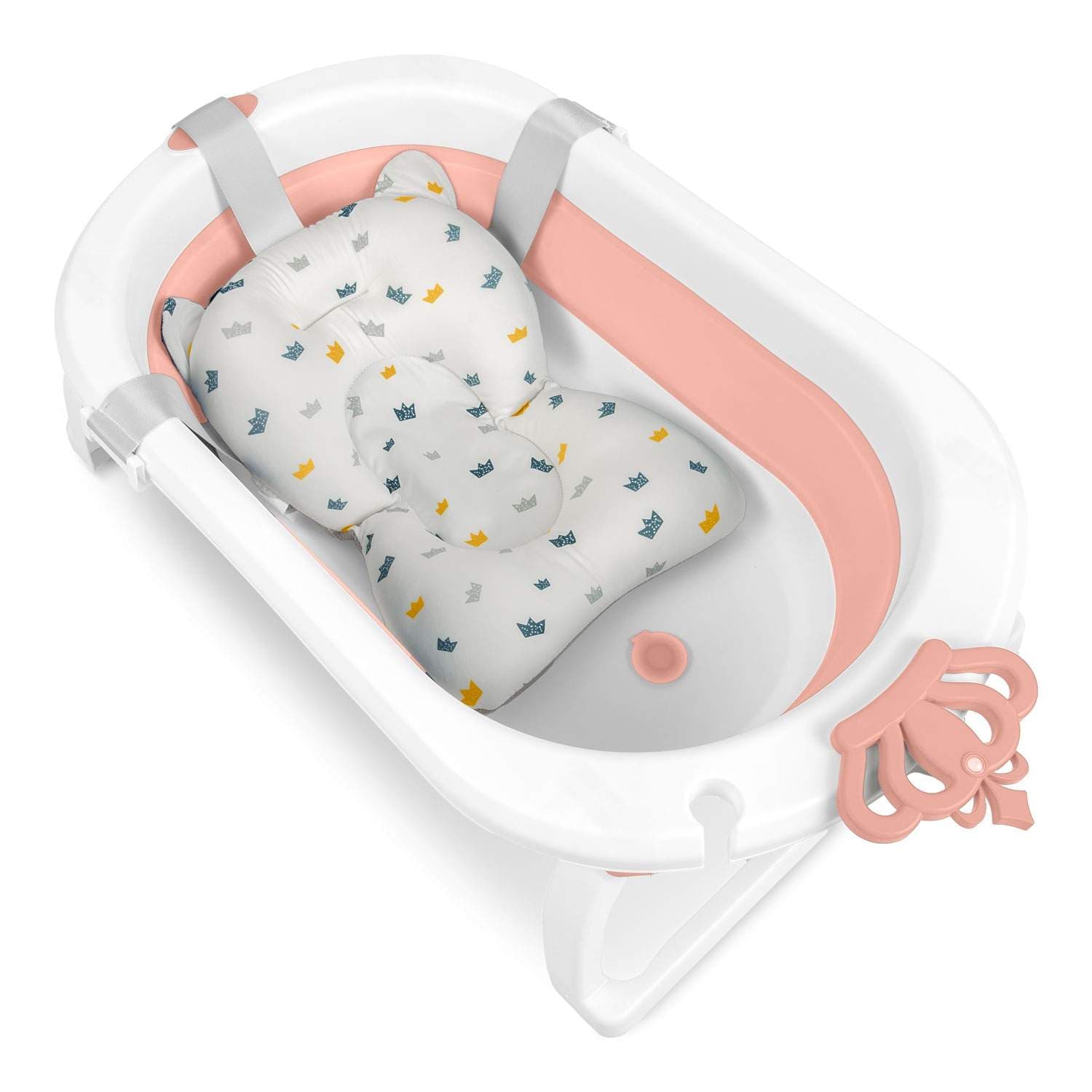 Sammenleggbar babypotte med innsats – hvit og rosa view 2