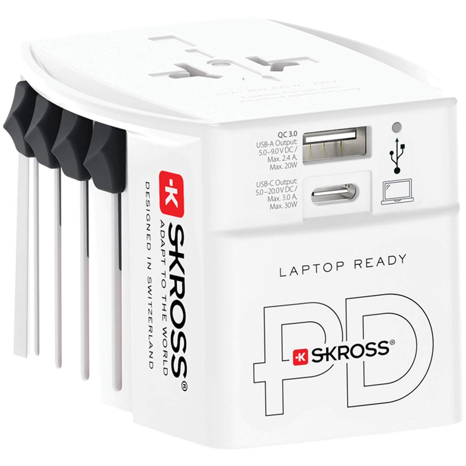 Reiseadapter USB-A og USB-C PD 30W – Ikke-jordet