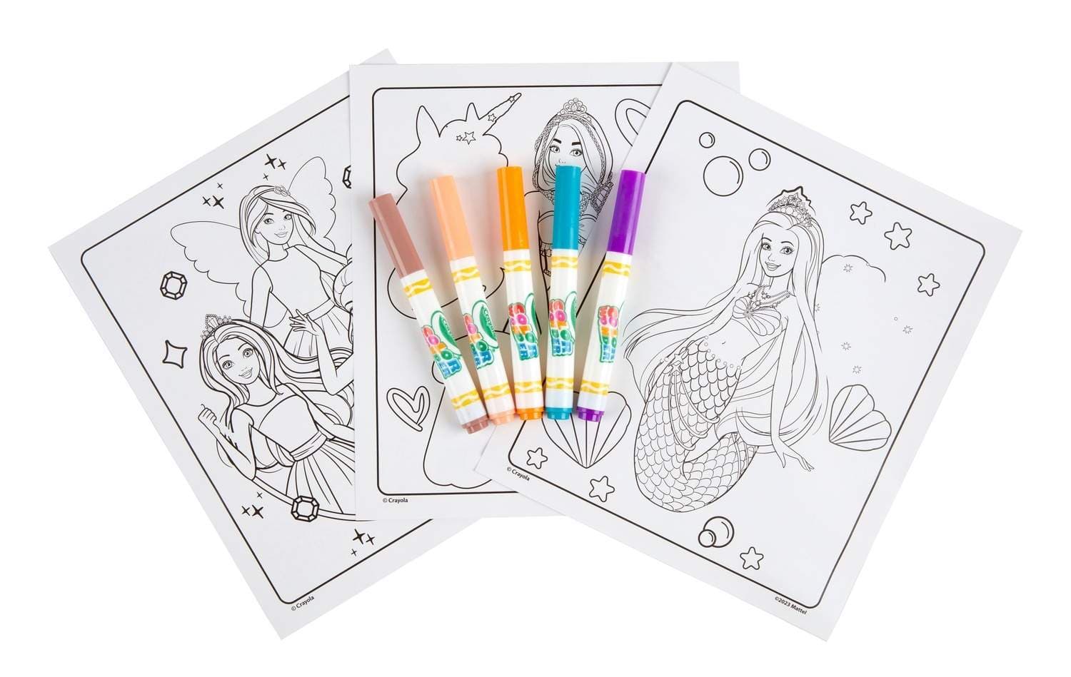 Barbie Color Wonder-sett, sølfrie tusjer og sider view 2