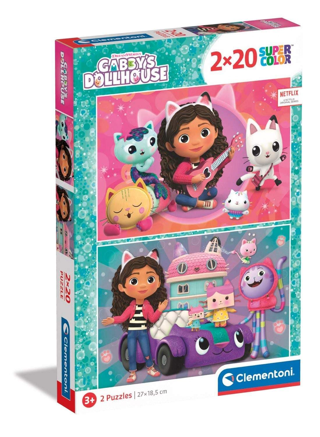 Gabbys dukkehuspuslespill, 2 x 20 brikker, fra 3 år