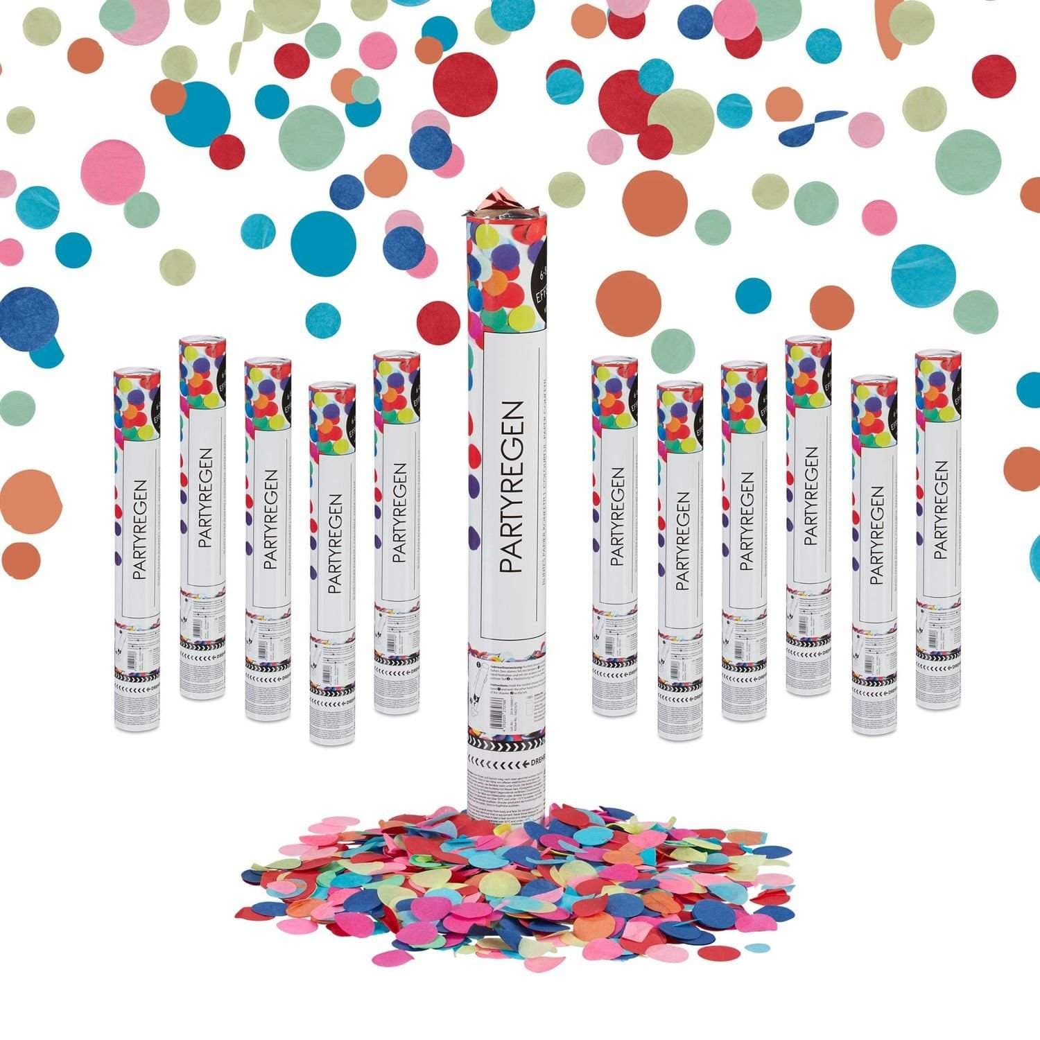 Party Poppers 12-pakning – Fargerike 40 cm konfetti