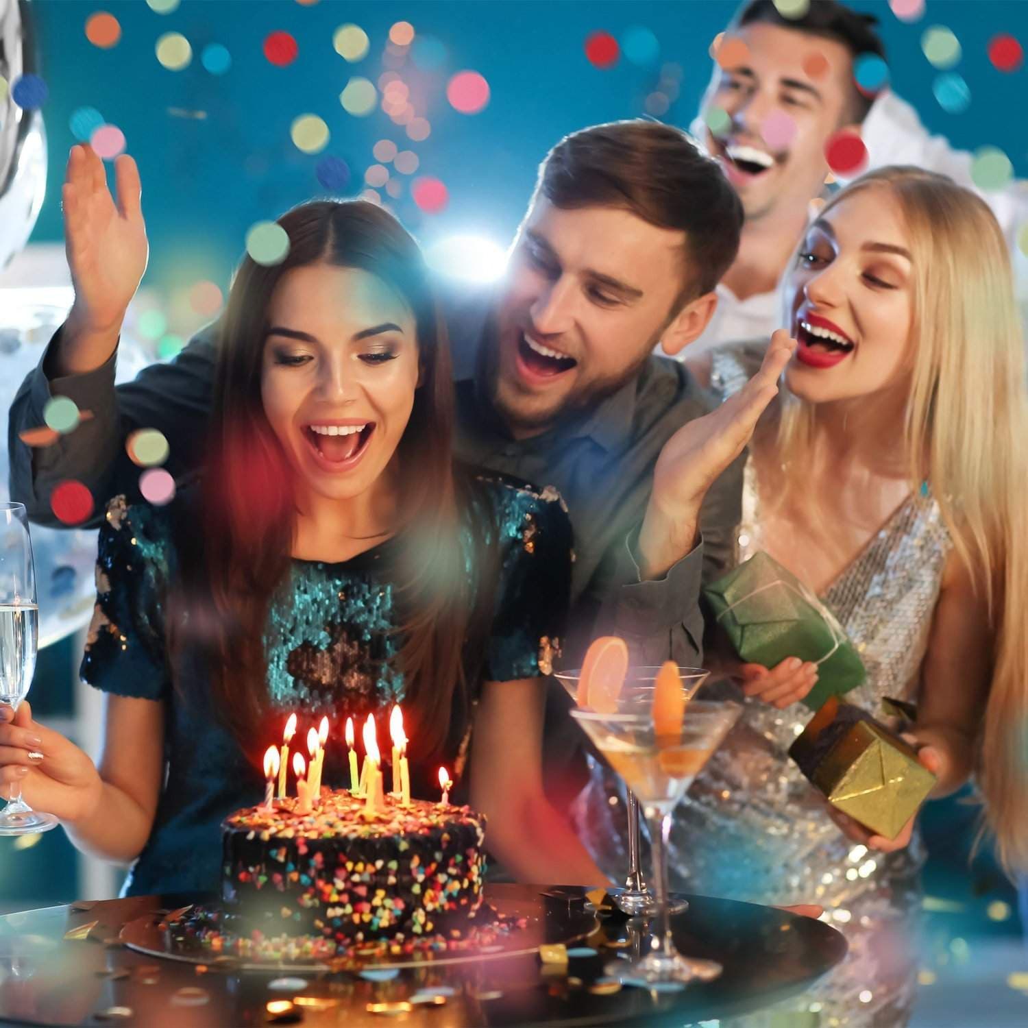 Party Poppers 12-pakning – Fargerike 40 cm konfetti view 2